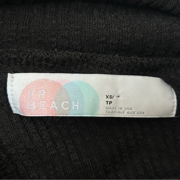Free People Beach Traveler Cowl Neck Pullover Split Back Top in Black, Size XS - Picture 7 of 7